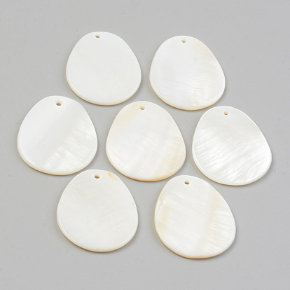 Natural Freshwater Shell Pendants, Oval