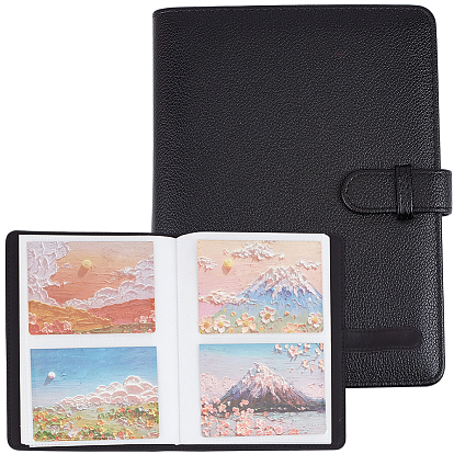 Альбом для записей в обложке из искусственной кожи, вставные карманы из ламинированной художественной бумаги подставка для фотографий мемориальная книга, с ПВХ-пластиковым листом