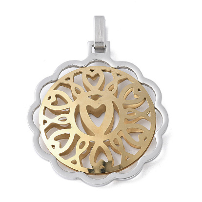 304 подвески из нержавеющей стали, полый цветок с подвеской в виде сердца