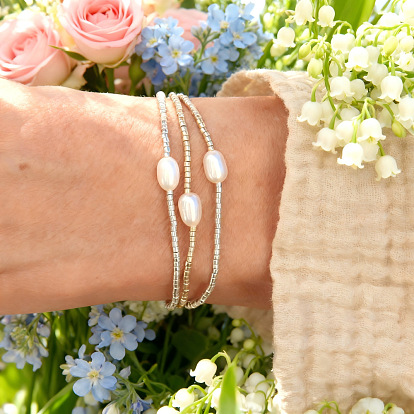 Эластичные браслеты для женщин из искусственного жемчуга и стеклянного бисера