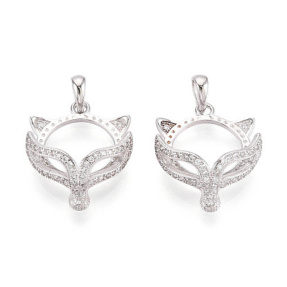 925 подвеска из стерлингового серебра с микропаве и прозрачным кубическим цирконием в форме кабошона, лиса с овальным подносом