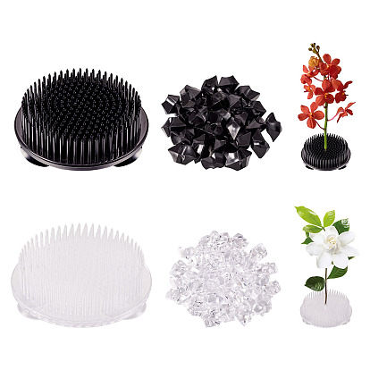 Пластиковые лягушки-булавки для цветов, круглая цветочная композиция, икебана кензан, с прозрачными акриловыми украшениями, имитирующими лед.