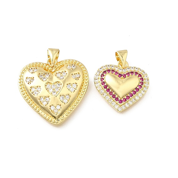 Латунные микро проложить кубического циркония подвески, сердце, реальный 18 k позолоченный, стойки покрытие, долговечный, без свинца и без кадмия