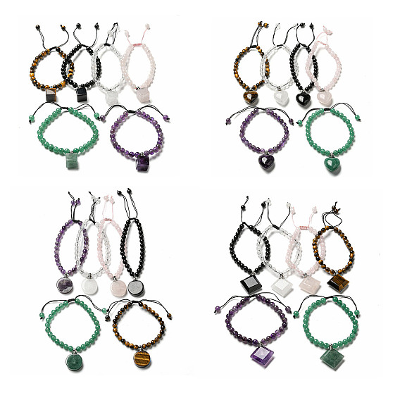 Браслет-подвеска из натуральных смешанных камней, плетеный регулируемый браслет