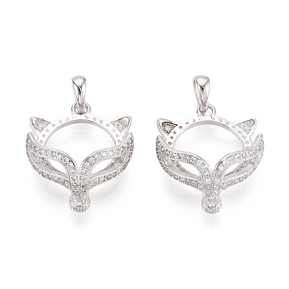 925 подвеска из стерлингового серебра с микропаве и прозрачным кубическим цирконием в форме кабошона, лиса с овальным подносом