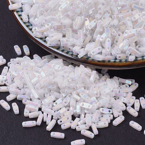 Миюки четверть бусины тила, японский бисер, 2-луночное, (QTL 471) белый жемчуг