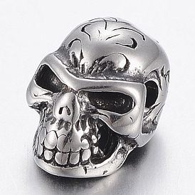 316 Surgical Stainless Steel Beads, Skull