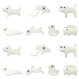 14 шт. 7 стили наборы бусин из натуральных белых ракушек с изображением животных