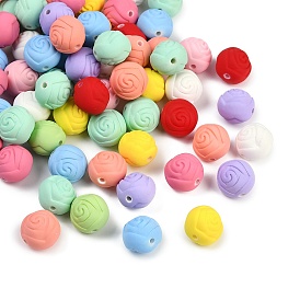 Пластиковые бусины abs, прорезиненный стиль, роза