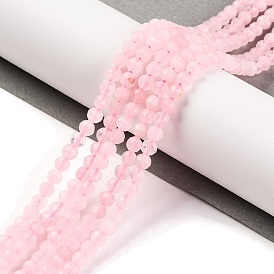 Natural Rose Quartz Beads Strands, Faceted, Round