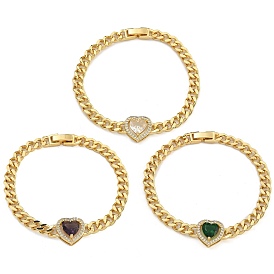 Браслеты из латуни с фианитами и микропаве со звеньями и подвесками, реальный 18 k позолоченный