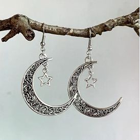 Ladies through flower hollow moon earrings earrings earrings