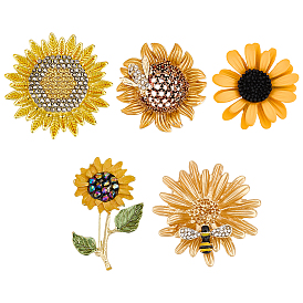 5 шт. 5 стили булавки для лацканов со стразами из сплава подсолнечника для рюкзака