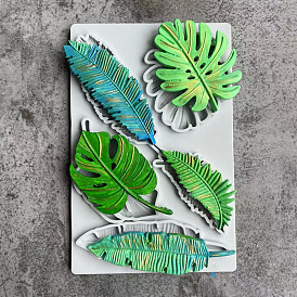 DIY Monstera Leaf & Feather Food Grade Silicone Molds, Fondant Molds, for Chocolate, Candy, UV Resin, Epoxy Resin Craft Making