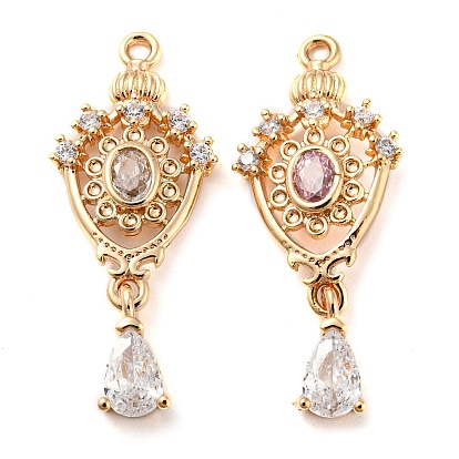 Золотые латунные микро проложить кубического циркония подвески, со стеклом, слезинки