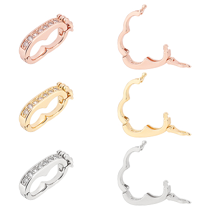 6 шт. 3 цвета стойка покрытие латунь микропаве кубический цирконий застежки-крутилки, без свинца и без кадмия