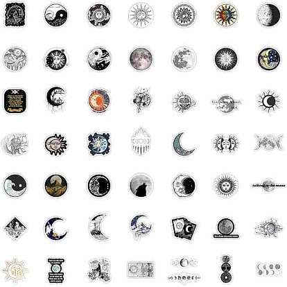 50Pcs The Sun and Moon Planet Stickers, for Laptop Scrapbook Phone Notebooks Diary