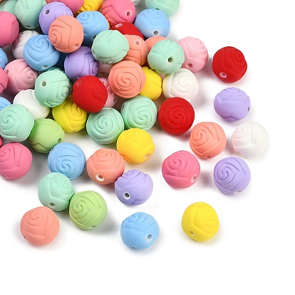 Пластиковые бусины abs, прорезиненный стиль, роза