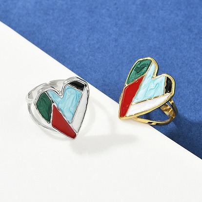 Сердце 304 эмалированные перстни из нержавеющей стали для женщин, ионное покрытие (ip), красочный