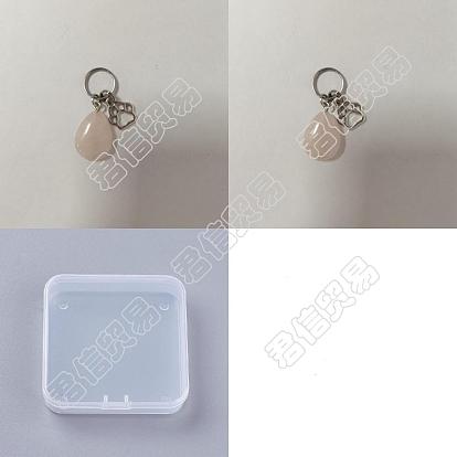 10piezas 2 llaveros de lágrima con piedras preciosas naturales estilo, con pasadores de hierro de cabeza plana, 304 anillos partidos de acero inoxidable y amuletos de aleación con huellas de patas, tema de mascotas