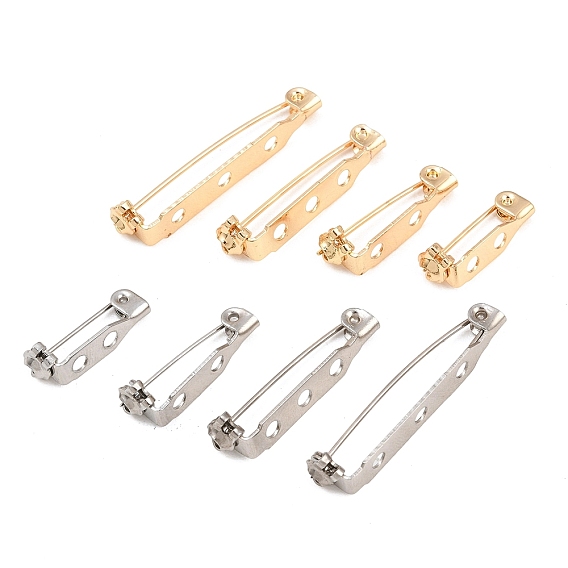 304 Stainless Steel Brooch Findings, Back Bar Pins, with Holes