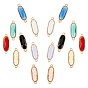Glass Links, with Alloy Findings, Faceted, Oval