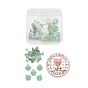26Pcs Flat Round Initial Letter A~Z Alphabet Enamel Charms, 20G Natural Green Aventurine Chip Beads and Elastic Thread, for DIY Jewelry Making Kits