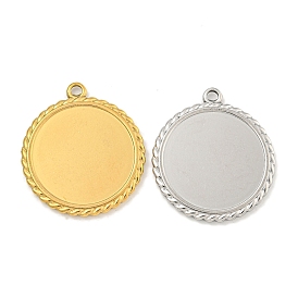 Ion Plating(IP) 304 Stainless Steel Pendants Cabochon Settings, Flat Round