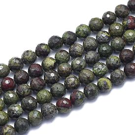 Natural Dragon Blood Jasper Beads Strands, Round, Faceted(128 Facets)