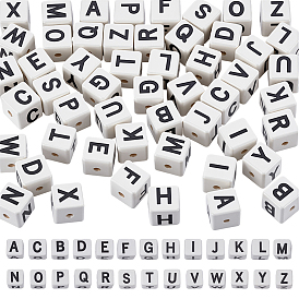 52шт 26 стили фарфоровые бусины ручной работы, квадрат с буквой a ~ z