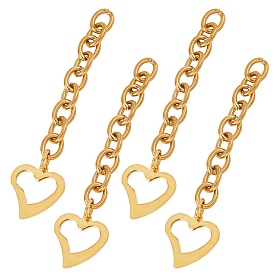 Unicraftale 304 Stainless Steel Chain Extender, Cable Chain, with Pendants, Heart
