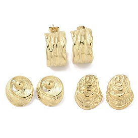 316 Surgical Stainless Steel Stud Earrings for Women, Real 18K Gold Plated