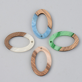 Resin & Walnut Wood Pendants, Oval