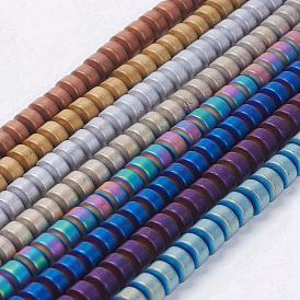Electroplate Non-Magnetic Synthetic Hematite Beads Strands, Frosted, Rondelle