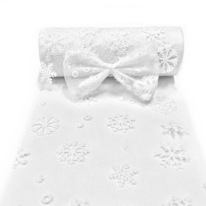 BENECREAT Snowflake Deco Mesh Ribbons, Tulle Fabric, Tulle Roll Spool Fabric For Skirt Making