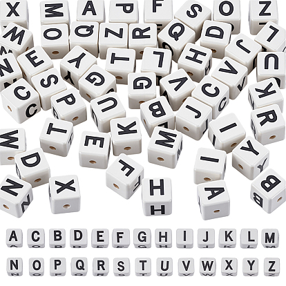 52шт 26 стили фарфоровые бусины ручной работы, квадрат с буквой a ~ z