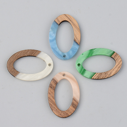 Resin & Walnut Wood Pendants, Oval