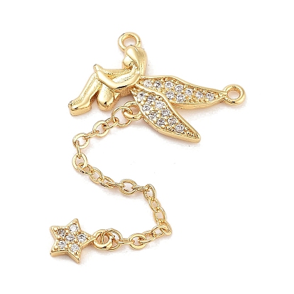 Реечное покрытие латунь микро паве прозрачный кубический цирконий большие подвески, долговечный, без свинца и без кадмия, эльф со звездой