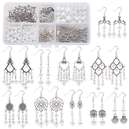 DIY Earring Making, with Alloy Pendants, Glass Pearl Beads, Iron Findings and Brass Earring Hooks