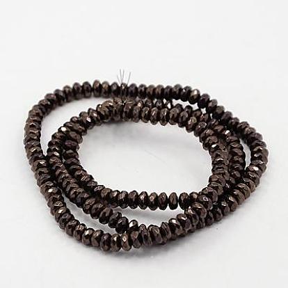 Non-magnetic Synthetic Hematite Beads Strands, Faceted, Rondelle, 3.5x2mm, Hole: 1mm, 15.7 inch
