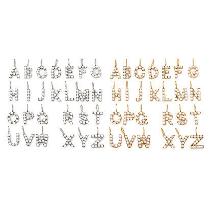 26 шт. 304 подвески из нержавеющей стали, Письмо ~ Z, с пластиковыми бусинами из искусственного жемчуга