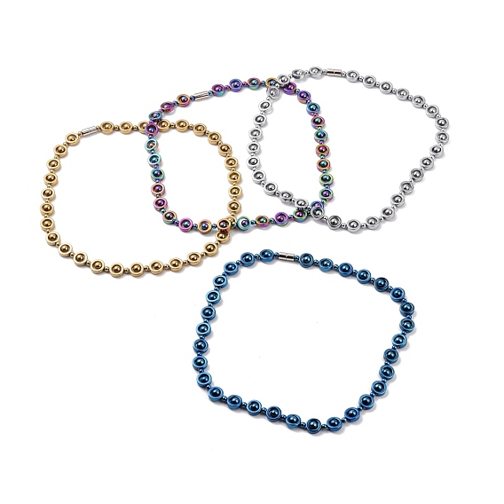 Collier de perles de colonne en hématite synthétique et laiton avec fermoirs magnétiques, bijoux en pierres précieuses pour hommes femmes