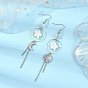 Natural Rainbow Moonstone Beads Moon Star Dangle Earrings, 304 Stainless Steel Asymmetrical Earrings, with 316 Surgical Stainless Steel Earring Hooks