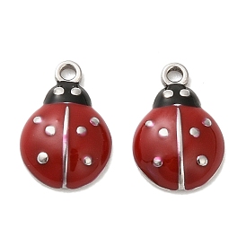304 из нержавеющей стали шармы эмали, очарование божьей коровки, красные