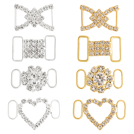 16шт. 8 стили латунные хрустальные стразы украшение для обуви, пряжки для туфель своими руками, разнообразные