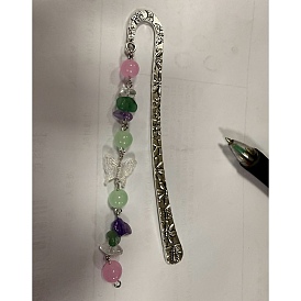 10 signets en alliage pcs, avec des perles de verre, d'améthyste naturelle, de cristal de quartz et d'aventurine verte