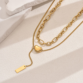 201 Двухслойные ожерелья из нержавеющей стали в форме буквы Y для женского музыкального фестиваля