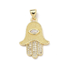Латунные микро проложить кубического циркония подвески, hamsa hand charms, стойки покрытие, долговечный, без свинца и без кадмия