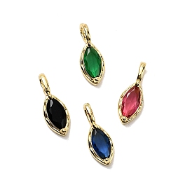 Подвески из латуни и стекла в форме конского глаза, стойки покрытие, долговечный, без кадмия и без свинца, золотые, граненые