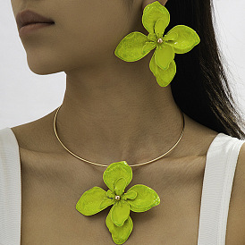 Комплекты из серег-гвоздиков и чокеров с цветочным узором для женщин